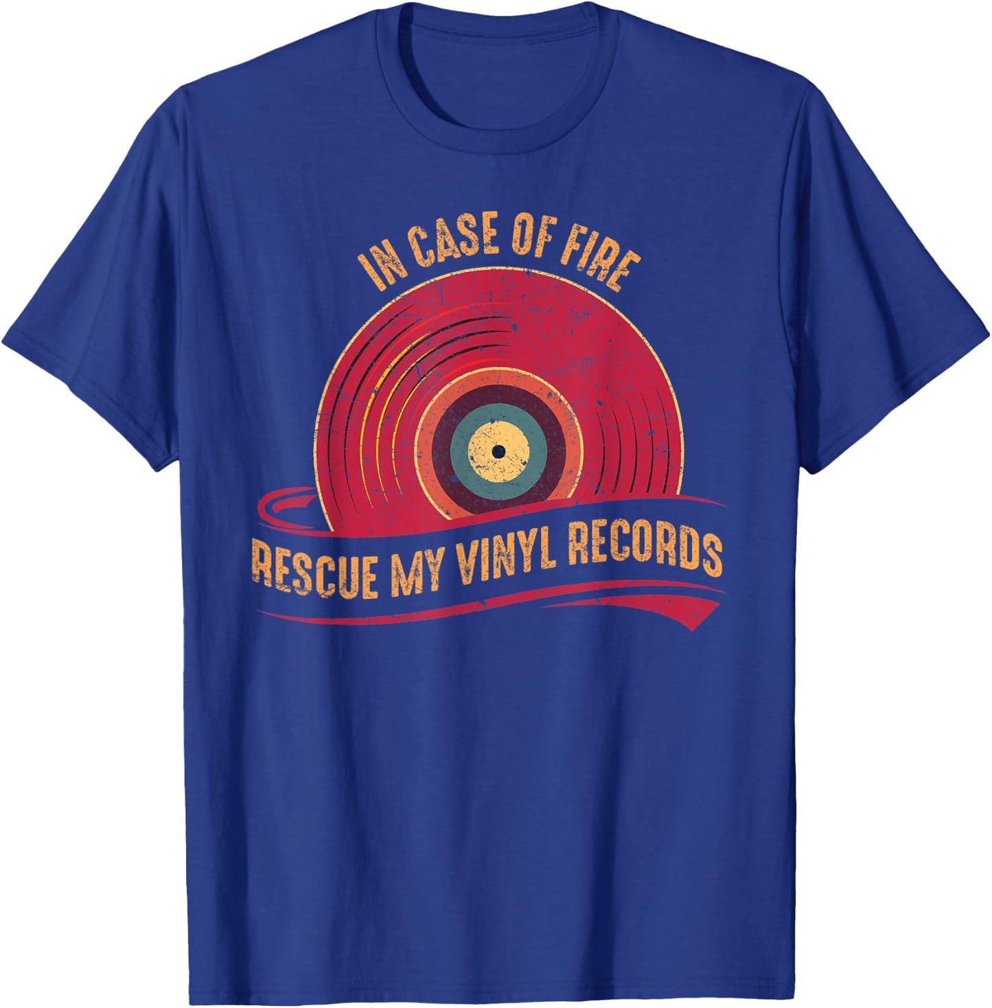 Vinyl Records Collector Audiophile Geek Retro Music Lover DJ T-Shirt - T-Shirt | Royal