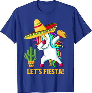 Dabbing Unicorn Funny Cinco de Mayo Kids Girls Let's Fiesta T-Shirt - T-Shirt | Royal