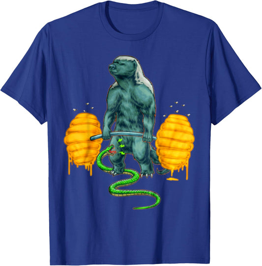 Funny Honey Badger Deadlifting Weightlifting Bodybuilding T-Shirt - T-Shirt | Royal