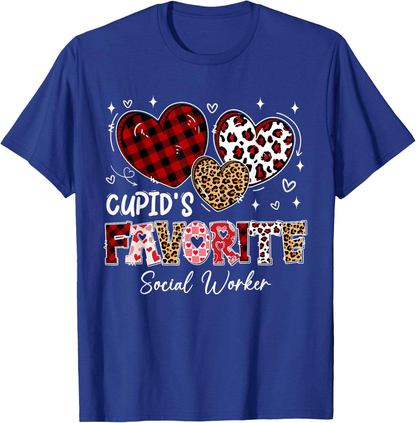 Three Hearts Cupid's Favorite Social Worker Valentine T-Shirt - T-Shirt | Royal