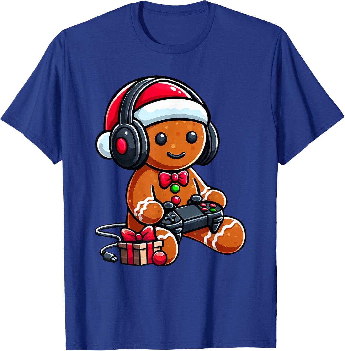 Funny Christmas Gamer Gingerbread Xmas Gaming Men Boys Kids T-Shirt - T-Shirt | Royal