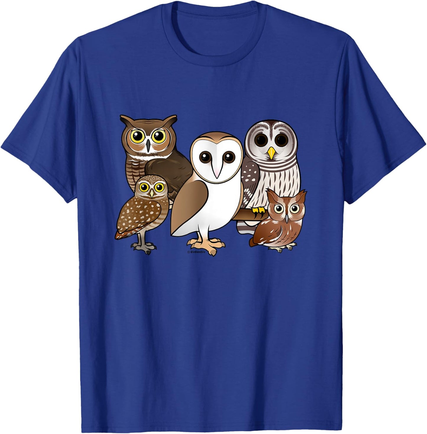 Five Different Birdorable Cartoon Owls | North America Owls T-Shirt - T-Shirt | Royal