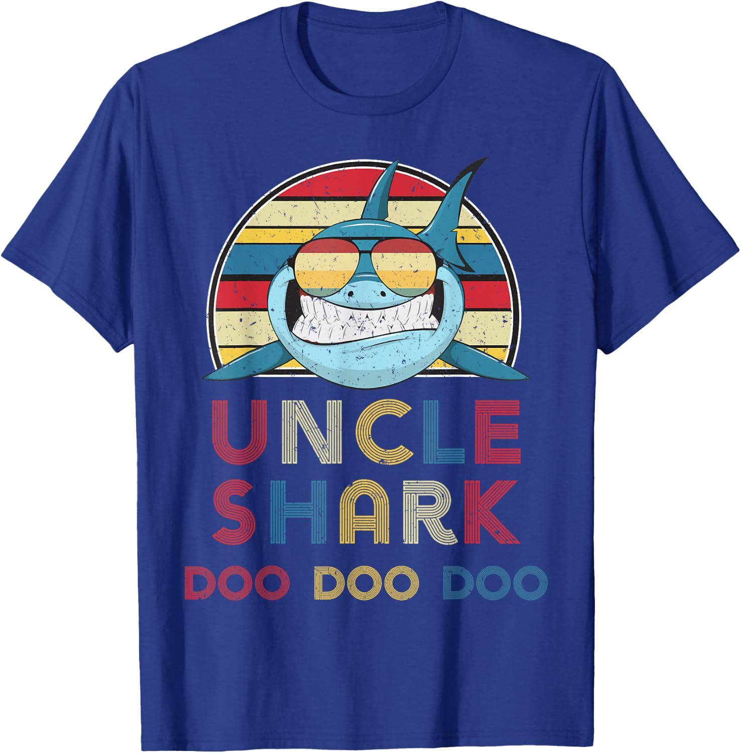 Retro Vintage Uncle Shark Gift Father Men Dad T-Shirt - T-Shirt | Royal