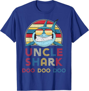 Retro Vintage Uncle Shark Gift Father Men Dad T-Shirt - T-Shirt | Royal