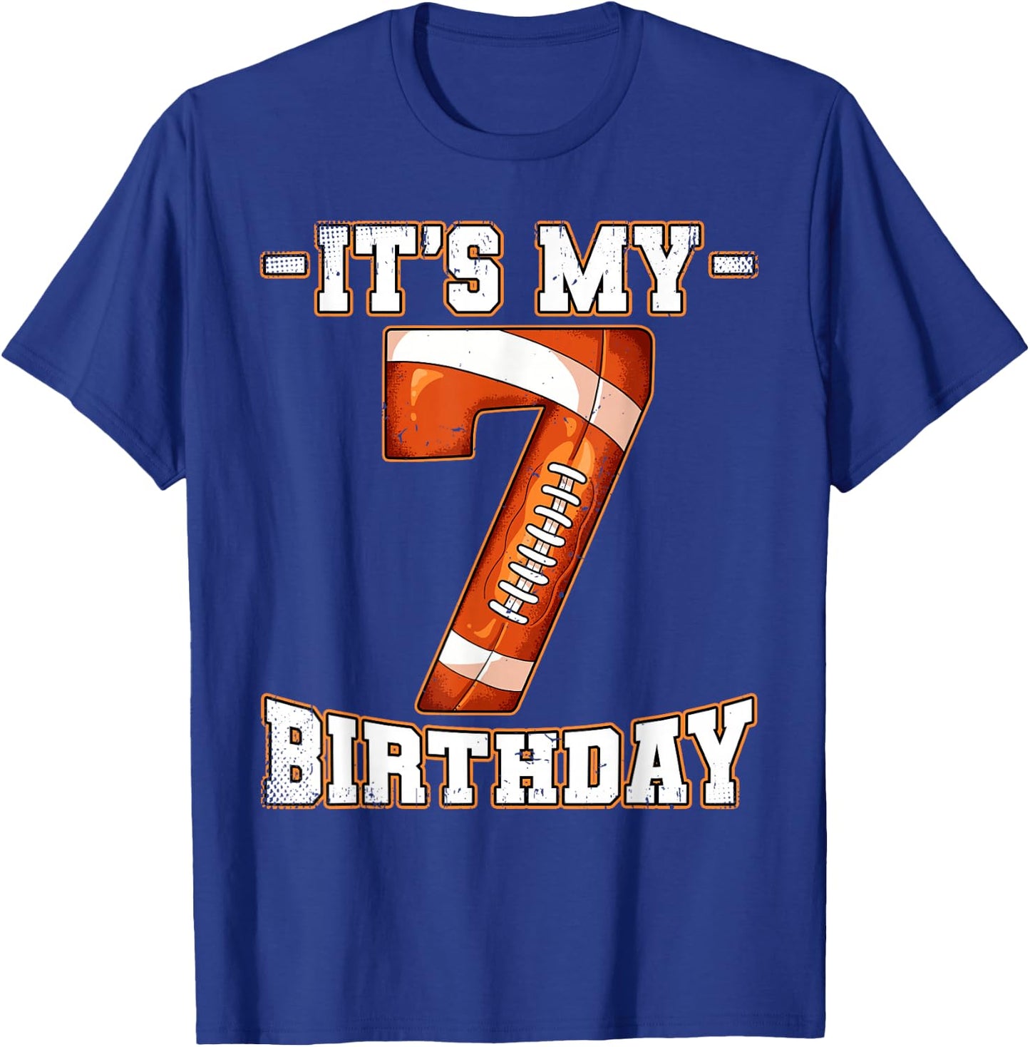 7th Birthday Football T-Shirt - T-Shirt | Royal