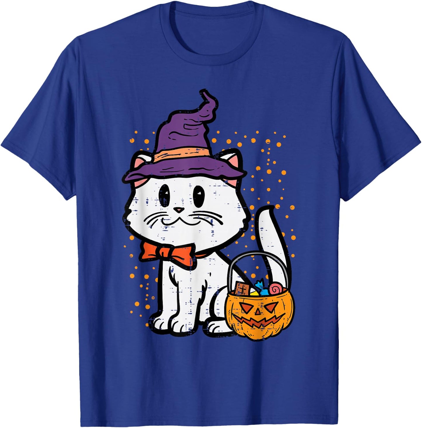 Halloween Witch Cat Trick Or Treat Kitten Costume Girls Kids T-Shirt - T-Shirt | Royal