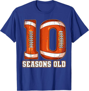 10th Birthday Football T-Shirt - T-Shirt | Royal