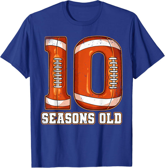 10th Birthday Football T-Shirt - T-Shirt | Royal