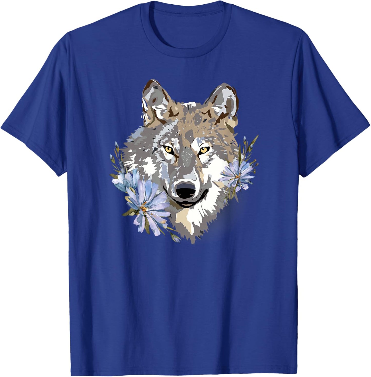 Wolf Cute Floral Graphic Wolves Women Girls T-Shirt - T-Shirt | Royal