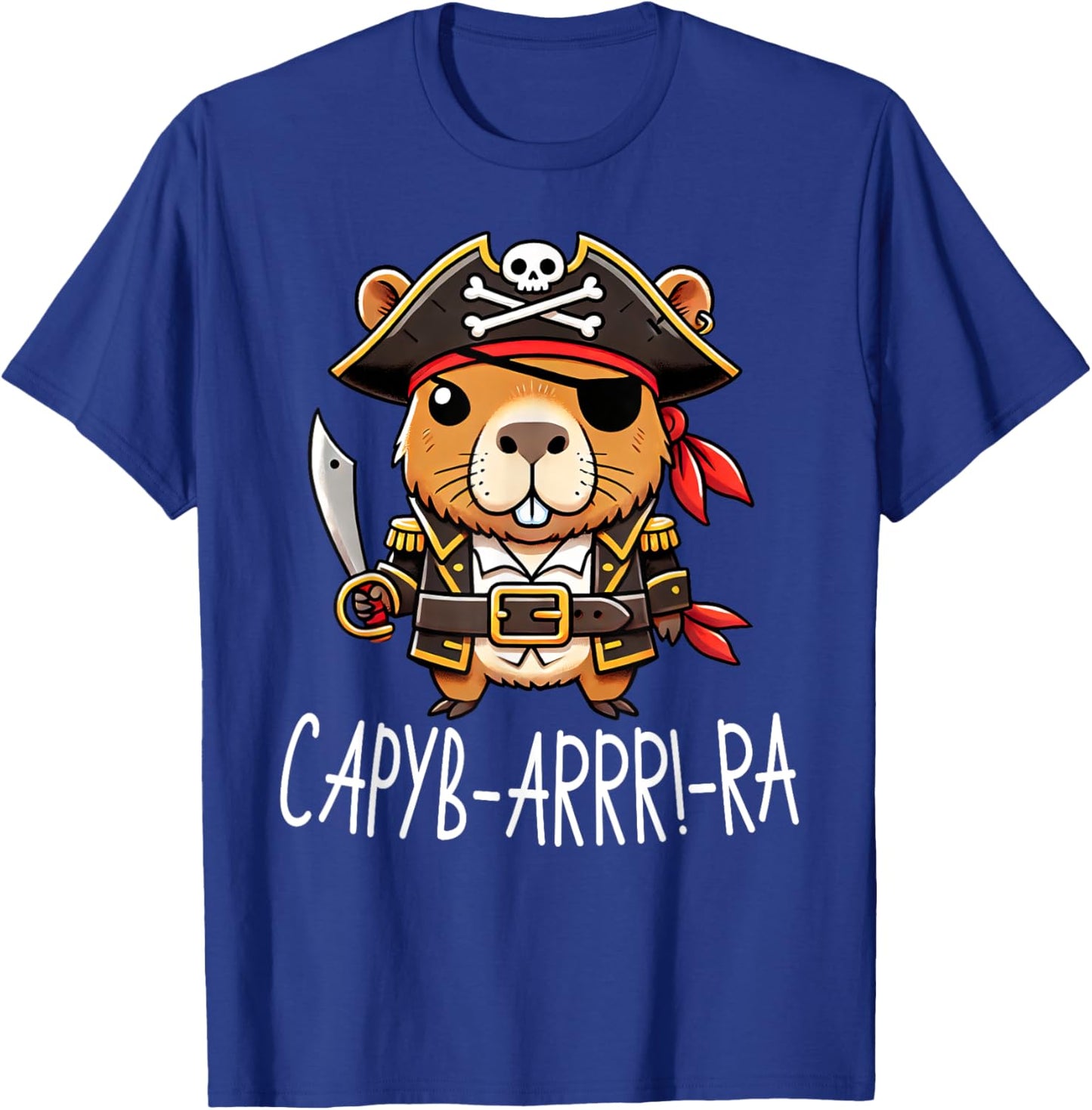 Funny Capyb-Arrr-Ra Pirate Capybara Halloween Boys Girls T-Shirt - T-Shirt | Royal
