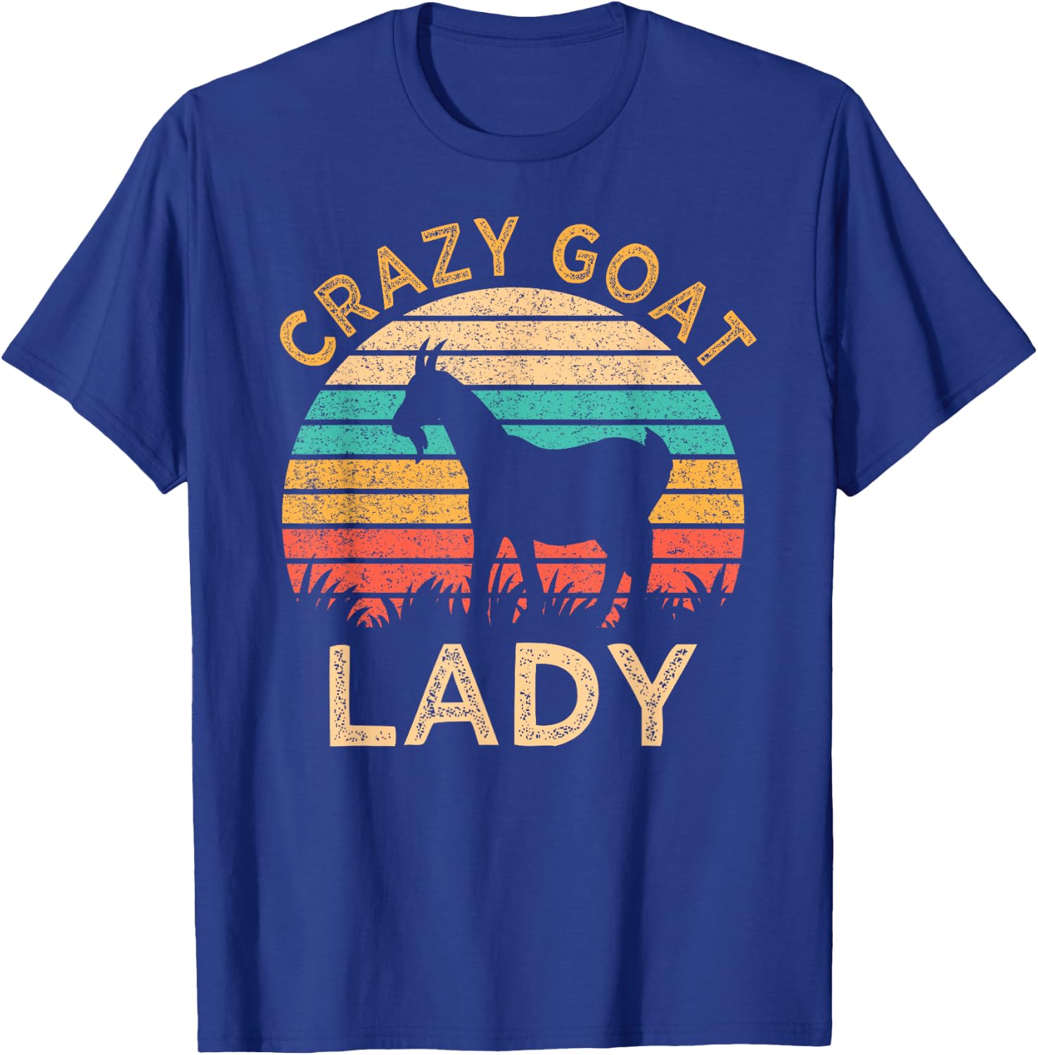 Vintage Crazy Goat Lady Funny Goats lover Farmer Gift T-Shirt - T-Shirt | Royal