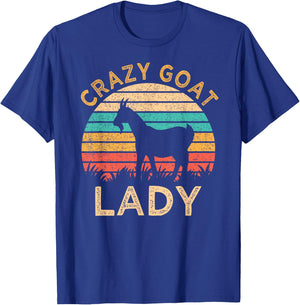 Vintage Crazy Goat Lady Funny Goats lover Farmer Gift T-Shirt - T-Shirt | Royal