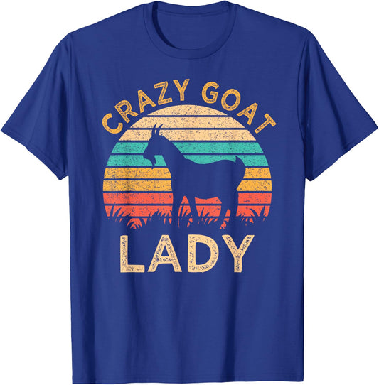 Vintage Crazy Goat Lady Funny Goats lover Farmer Gift T-Shirt - T-Shirt | Royal