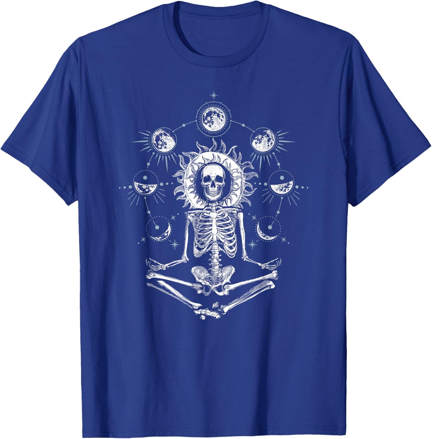 Skeleton Doing Yoga Design or Men Moon Phase T-Shirt - T-Shirt | Royal