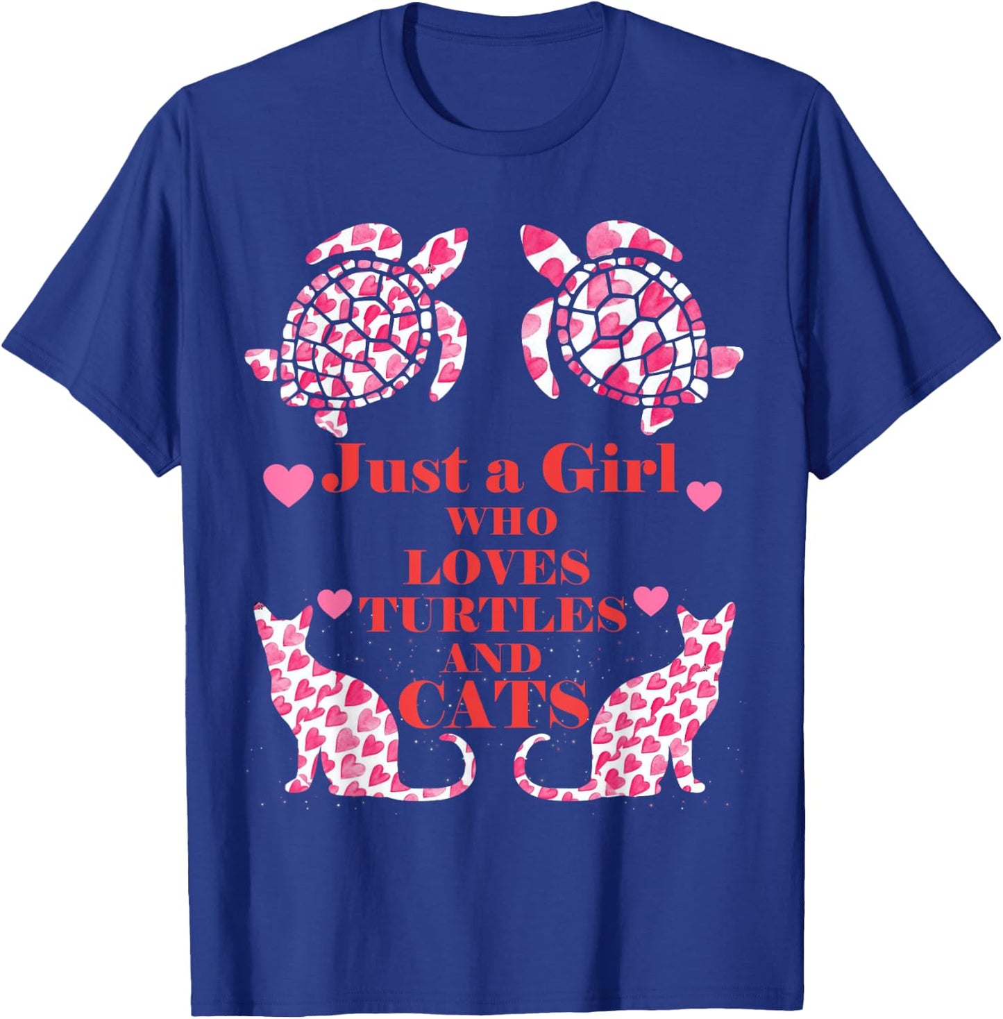 Just A Girl Who Loves Turtles And Cats Funny Gift T-Shirt - T-Shirt | Royal