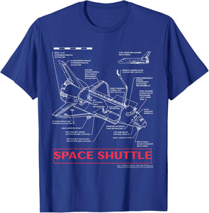 Space Shuttle Discovery Technical Specs Science T-Shirt - T-Shirt | Royal