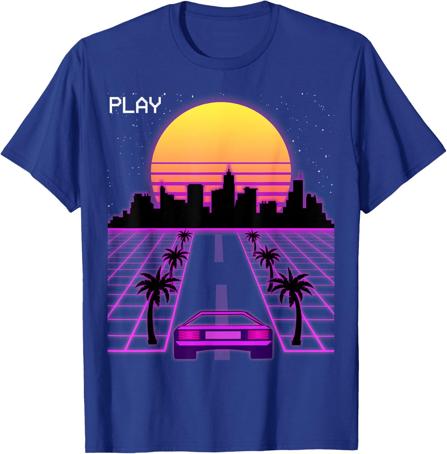 Vaporwave Sunset Synthwave Cyberpunk Outrun 80s Men Women T-Shirt - T-Shirt | Royal