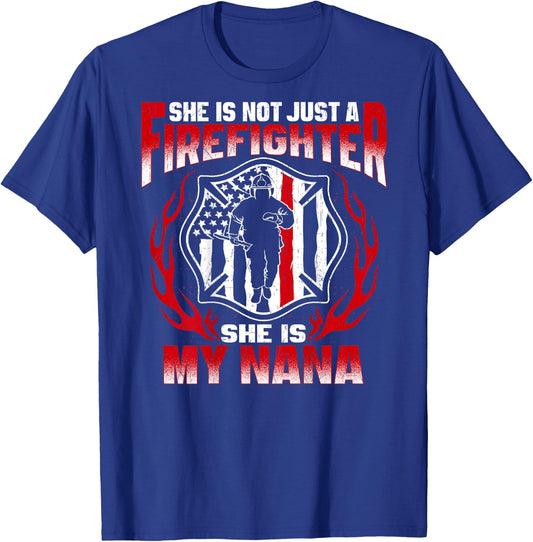 My Nana Is A Firefighter Hero Fire Granddaughter Grandson T-Shirt - T-Shirt | Royal