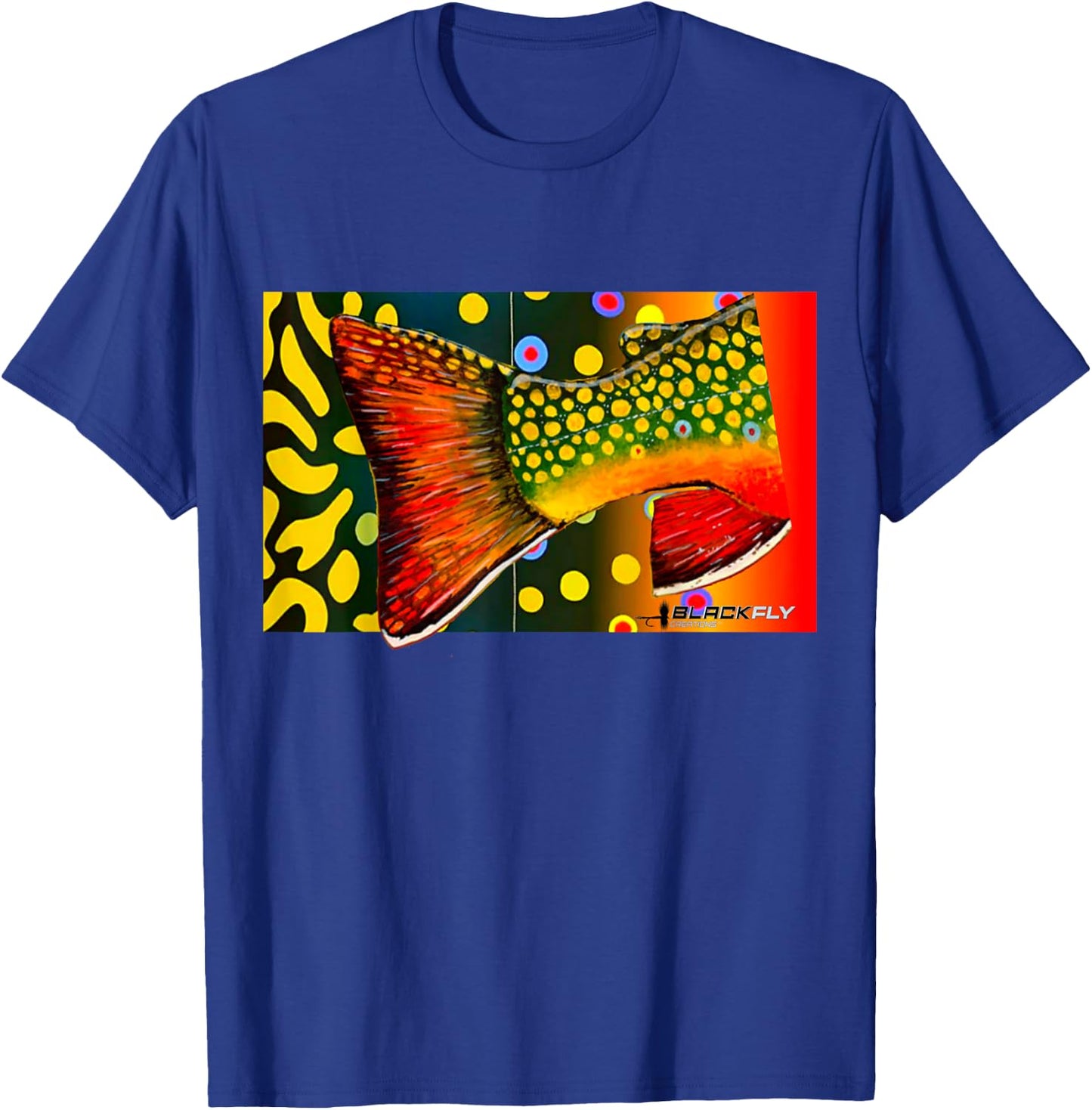 Custom Brook Trout Fly Fishing Shirts & by Black Fly T-Shirt - T-Shirt | Royal