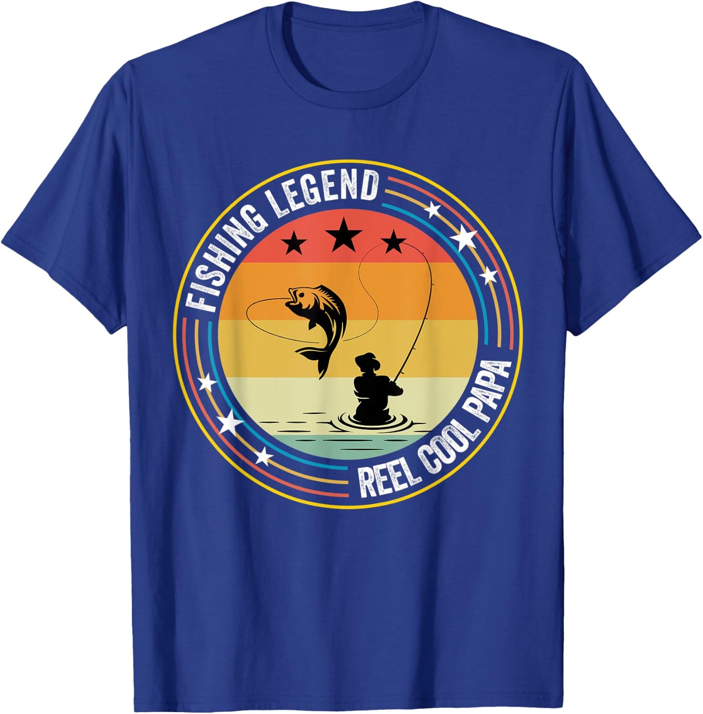 Retro Vintage Reel Cool Papa Fishing Legend Gift T-Shirt - T-Shirt | Royal