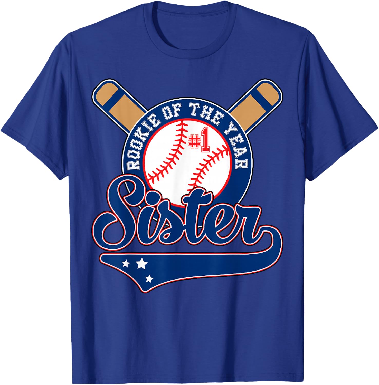 Sister of Rookie 1st Birthday Baseball Theme Matching Party T-Shirt - T-Shirt | Royal