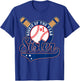 Sister of Rookie 1st Birthday Baseball Theme Matching Party T-Shirt - T-Shirt | Royal