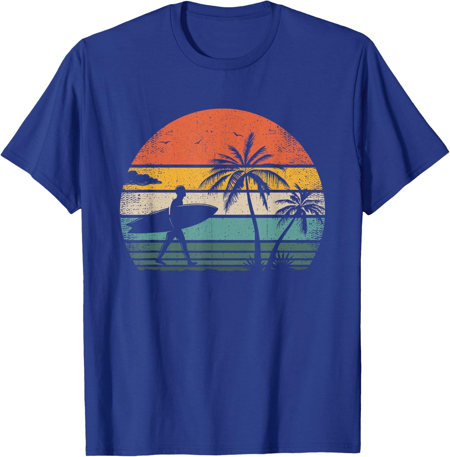 Vintage Surfing Retro Surf Style Palm Tree For Surfers T-Shirt - T-Shirt | Royal