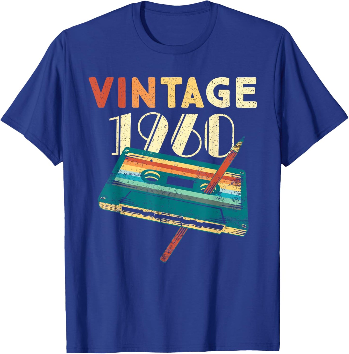65 Years Old Gifts Vintage 1960 Music Cassette 65th Birthday T-Shirt - T-Shirt | Royal