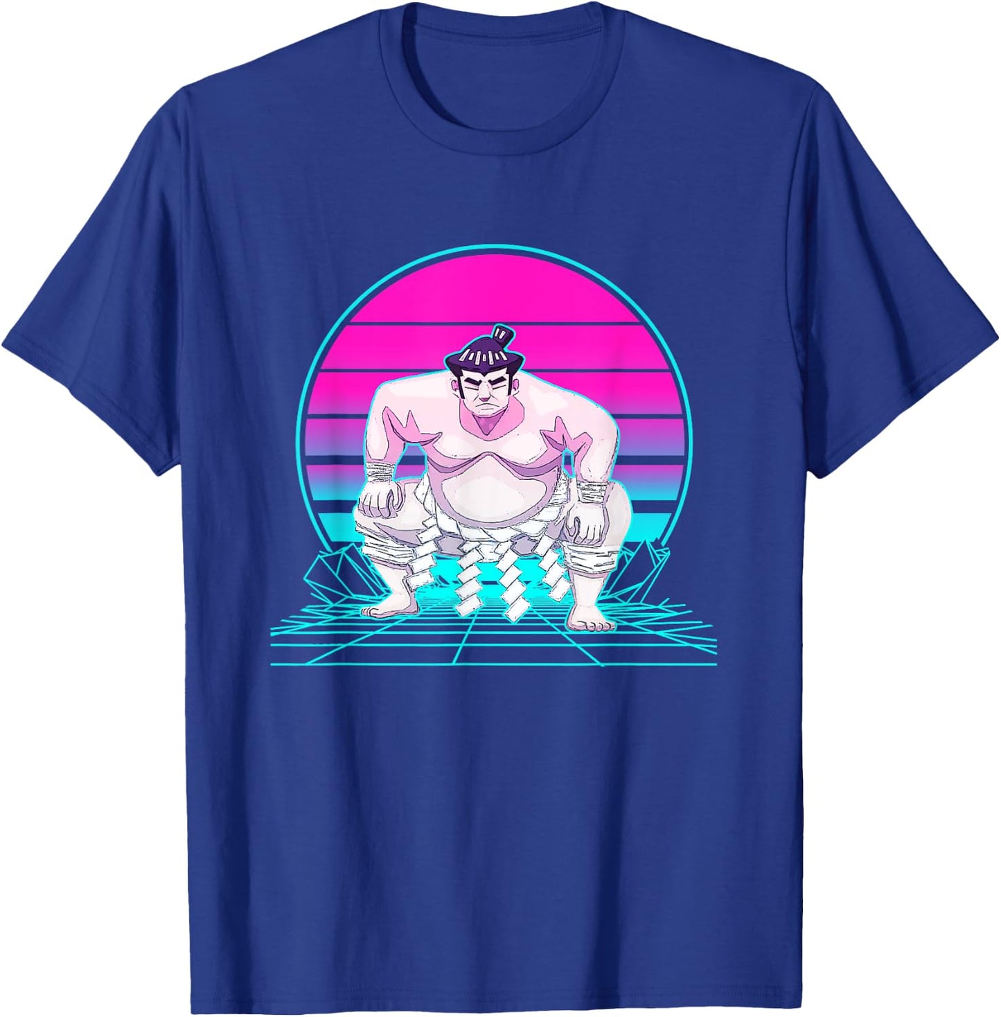 Vintage Retro Sunset Sumo Wrestler T-Shirt - T-Shirt | Royal
