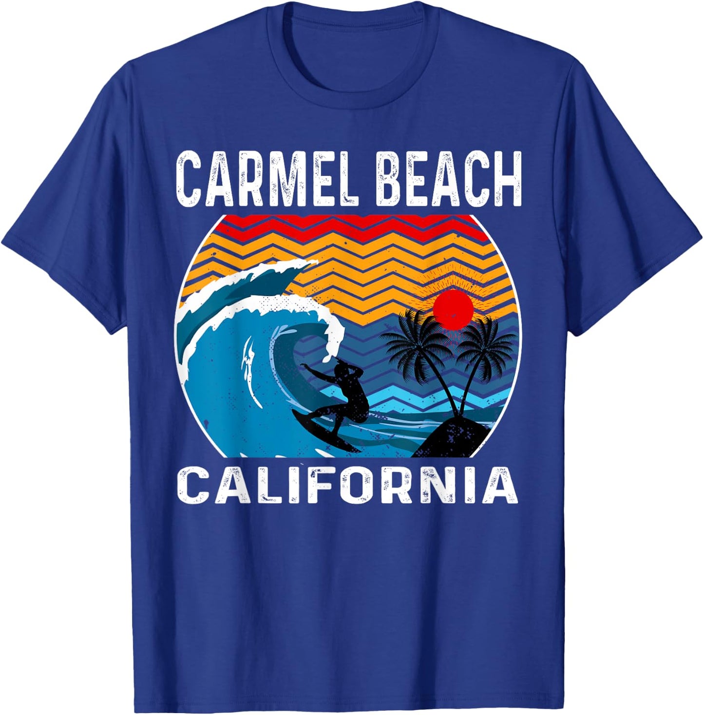Carmel Beach California Surfboard Surfing T-Shirt - T-Shirt | Royal