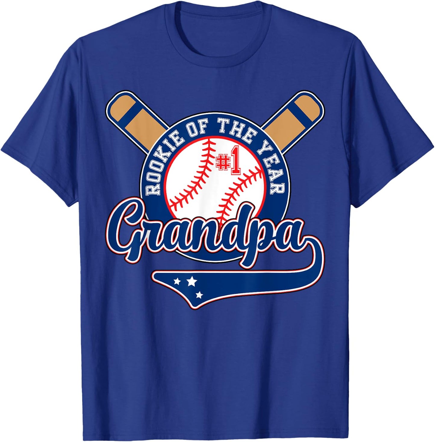 Grandpa Rookie of Year 1st Birthday Baseball Theme Matching T-Shirt - T-Shirt | Royal