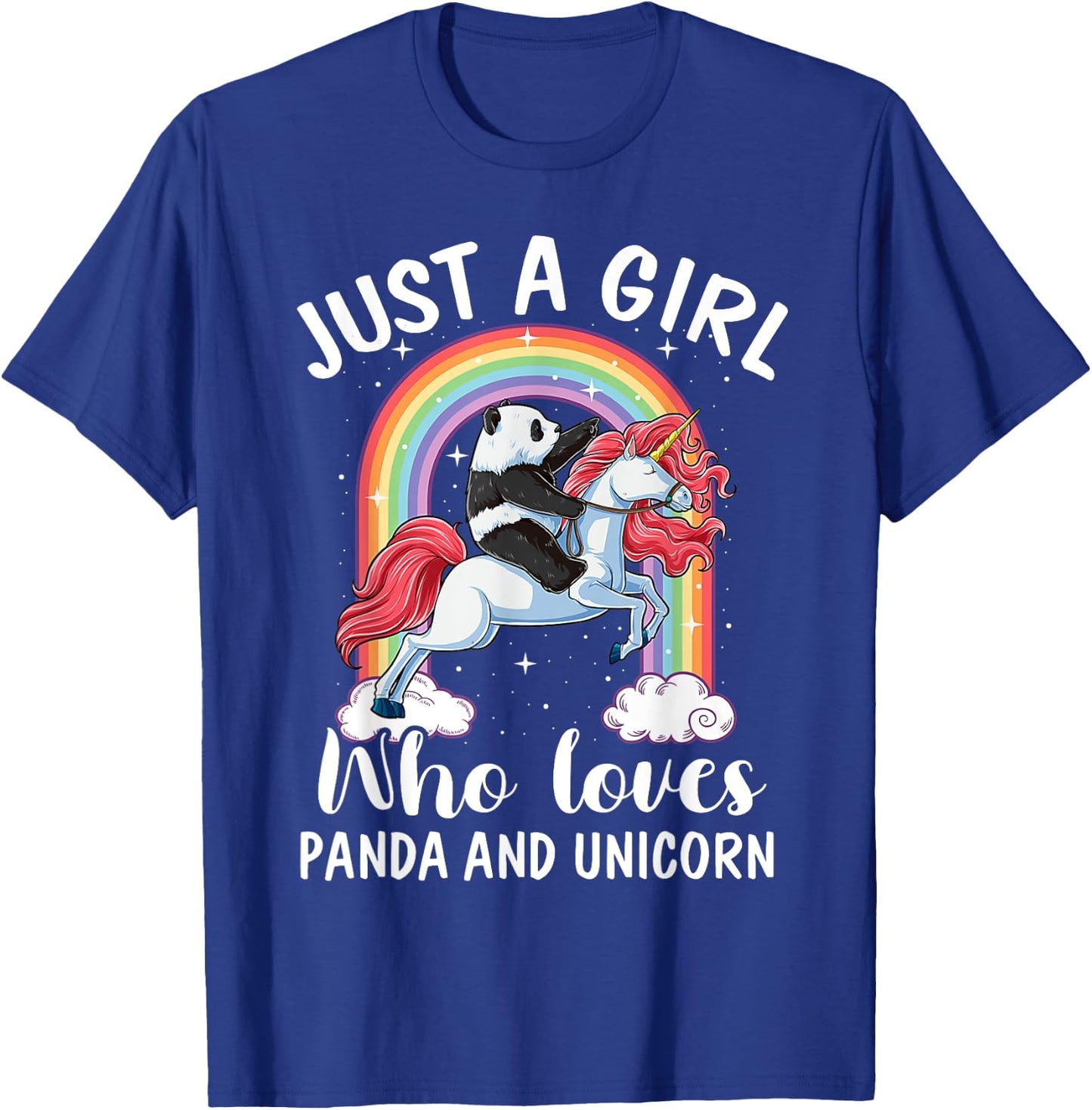 Just A Girl Who Loves Pandas And Unicorns Panda Ride Unicorn T-Shirt - T-Shirt | Royal