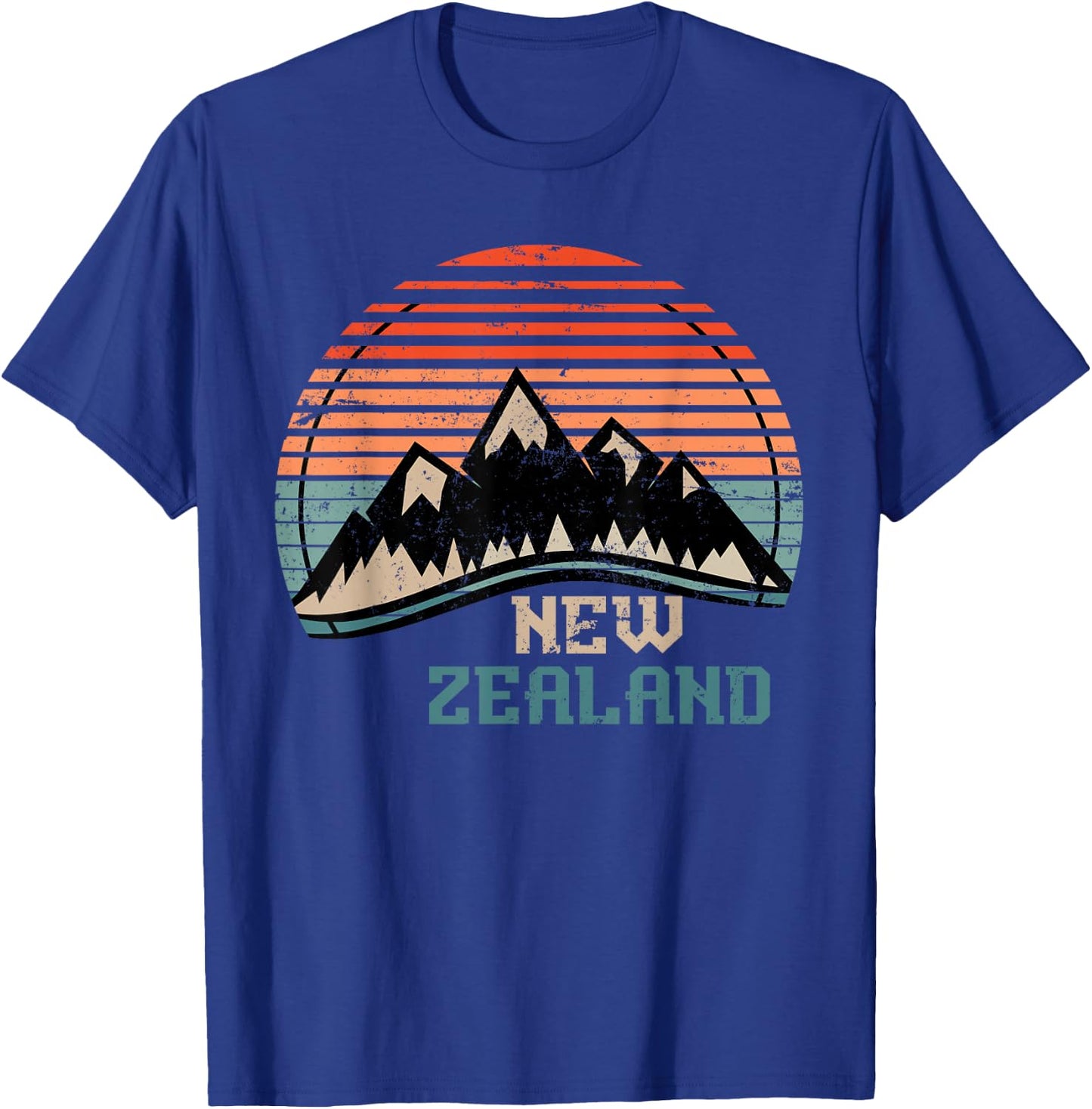 Retro Mountains New Zealand T-Shirt - T-Shirt | Royal
