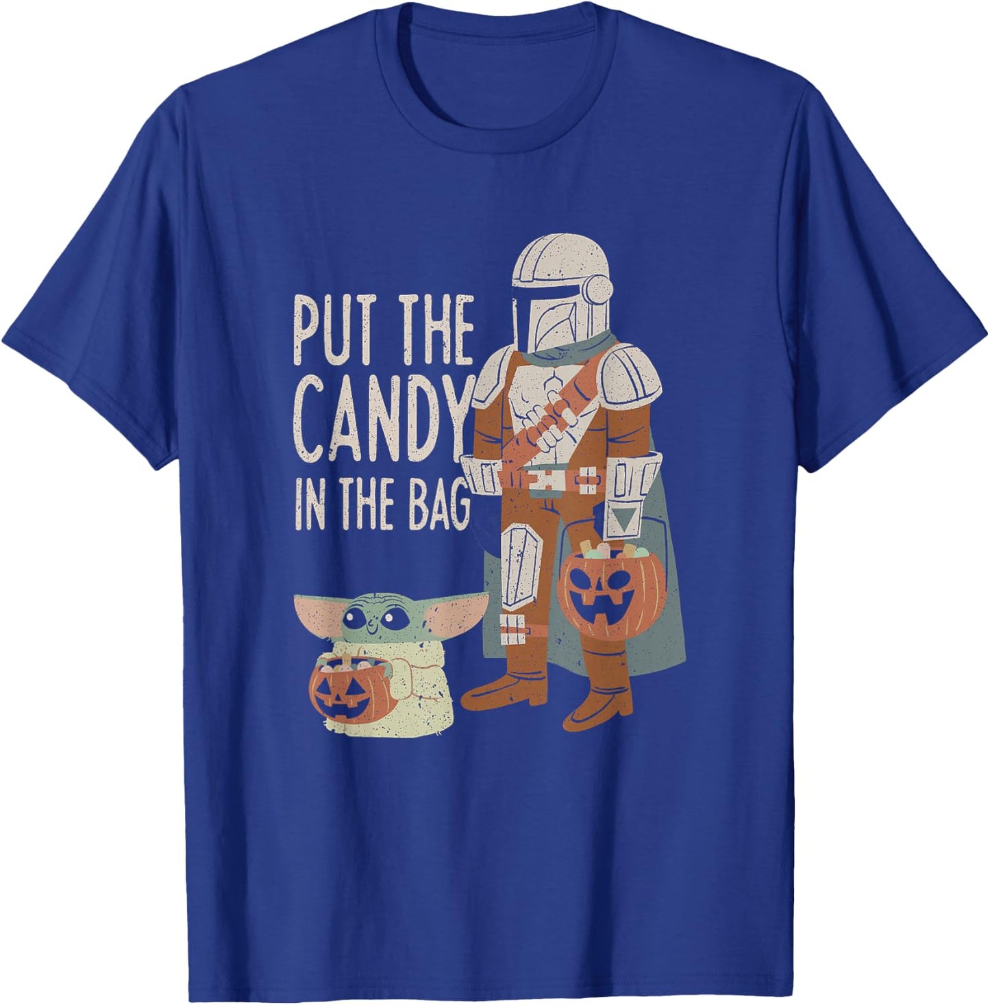 Star Wars The Mandalorian Halloween Put The Candy Distressed T-Shirt - T-Shirt | Royal