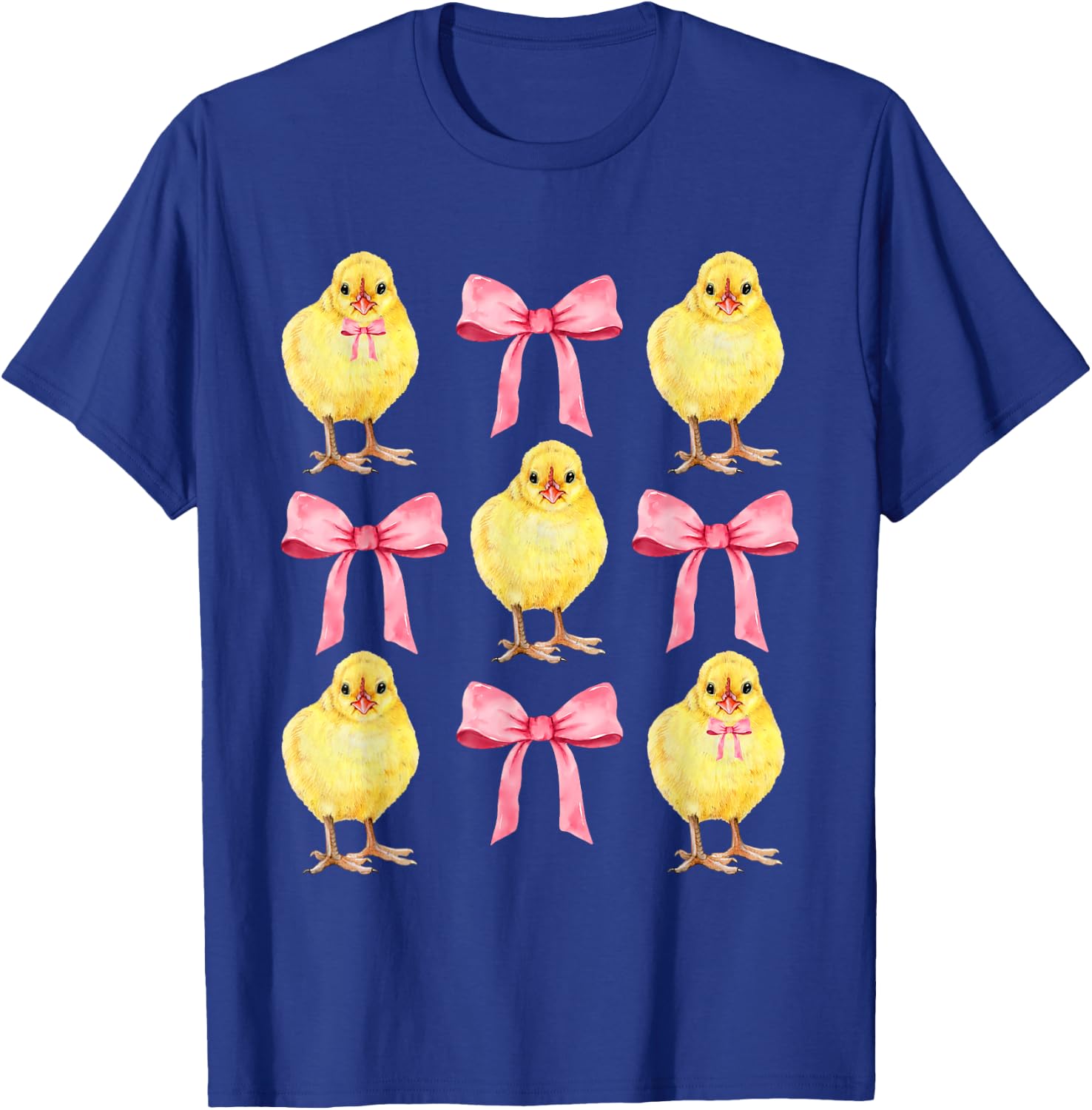 Funny Easter Chick Pink Coquette Bows Easter Day Girl Women T-Shirt - T-Shirt | Royal