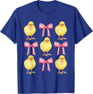 Funny Easter Chick Pink Coquette Bows Easter Day Girl Women T-Shirt - T-Shirt | Royal
