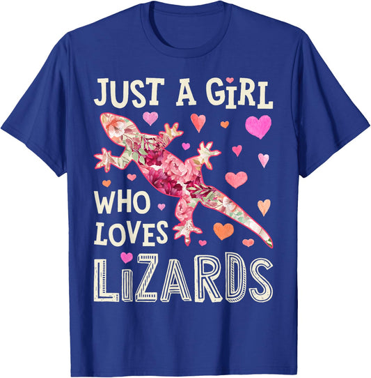 Lizard Just A Girl Who Loves Lizards Flower Women Floral T-Shirt - T-Shirt | Royal