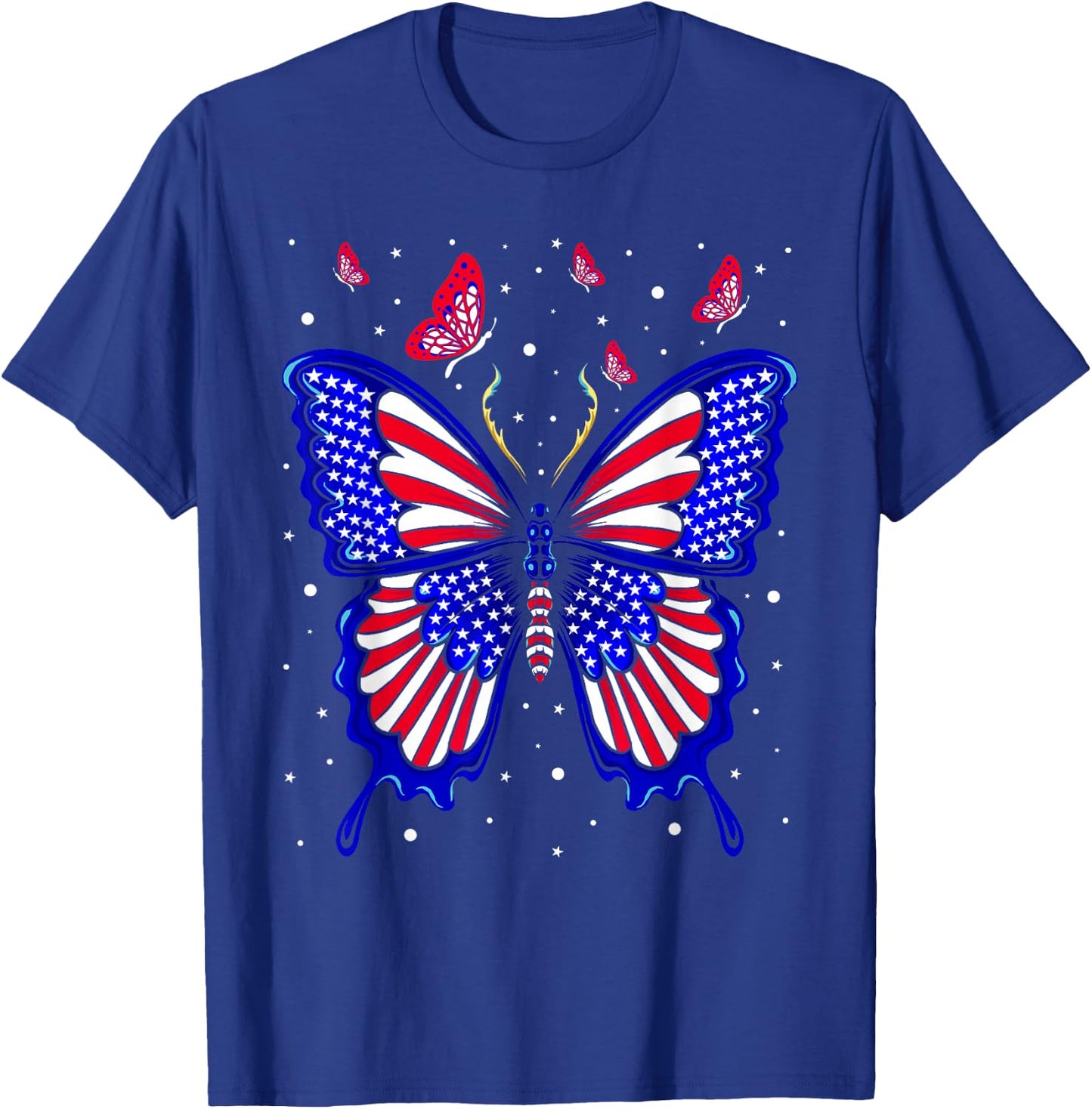 American Flag Butterfly 4th Of July Patriotic Women T-Shirt - T-Shirt | Royal