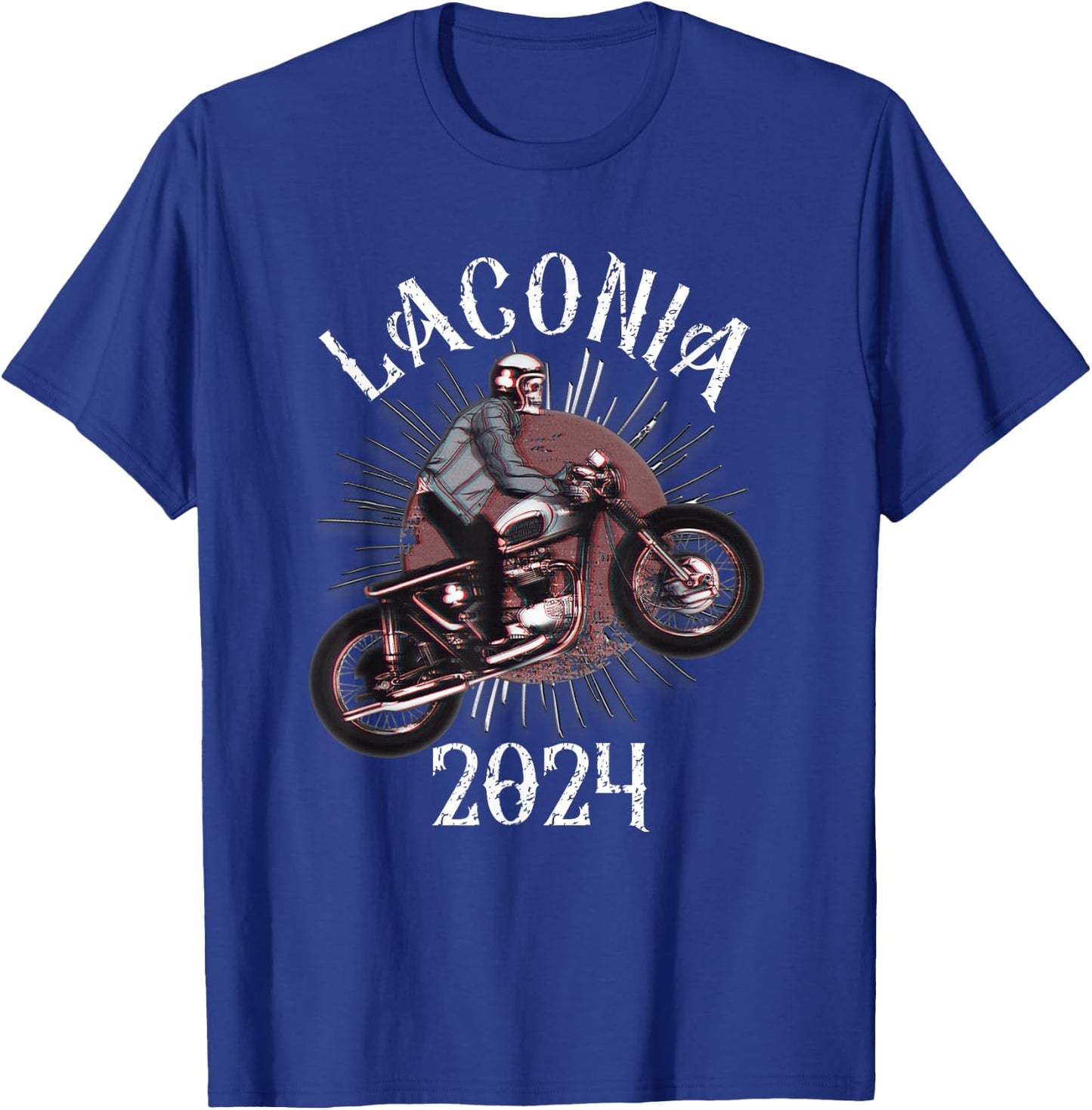 Vintage Laconia Bike Rally 2024 Weirs Beach NH Skull Biker T-Shirt - T-Shirt | Royal
