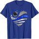 Sunflower Thin Blue Line Police Heart Back The Blue Law Enfo T-Shirt - T-Shirt | Royal