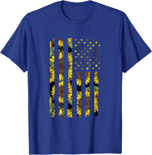 Sunflower Flag Patriotic Yellow American Flag Small T-Shirt - T-Shirt | Royal