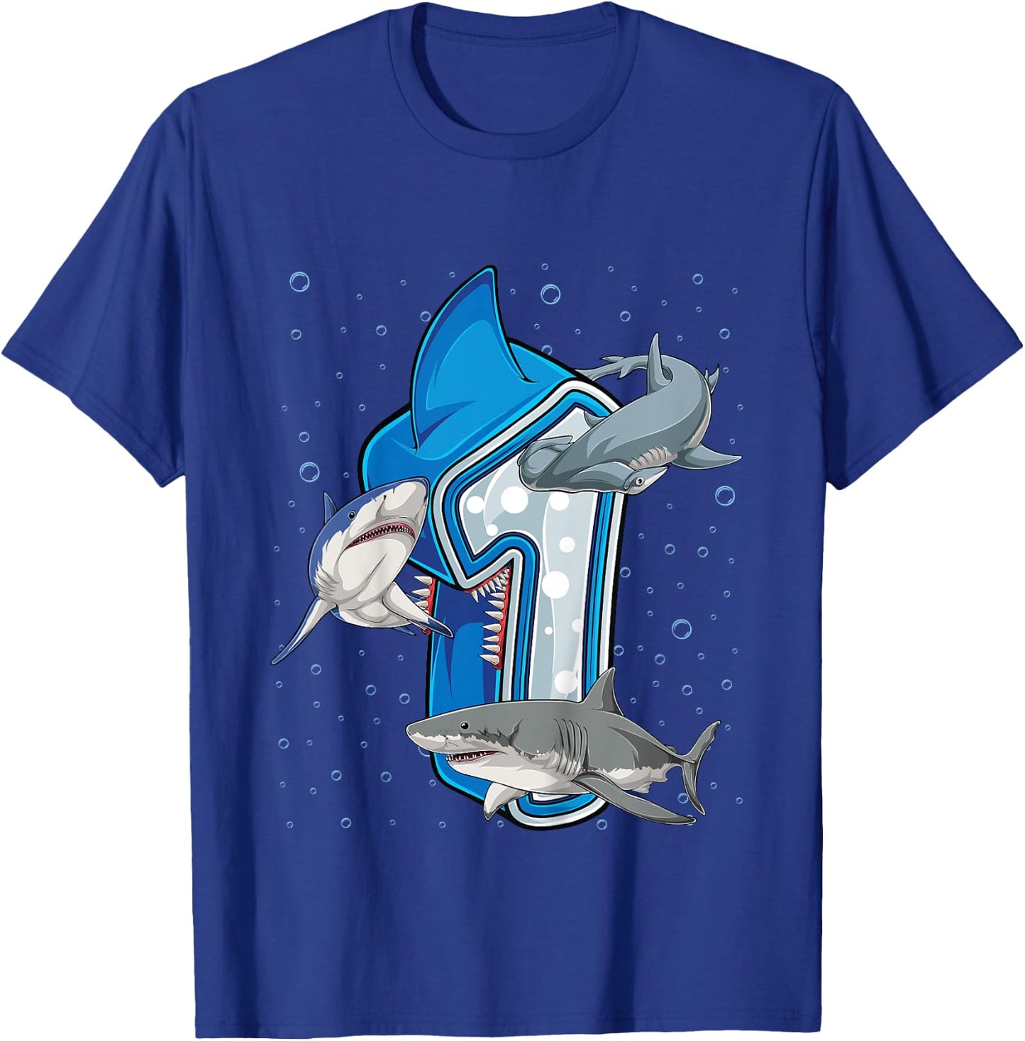 Kids 1st Birthday Boys Shark 1 year Old Ocean Shark B-day T-Shirt - T-Shirt | Royal