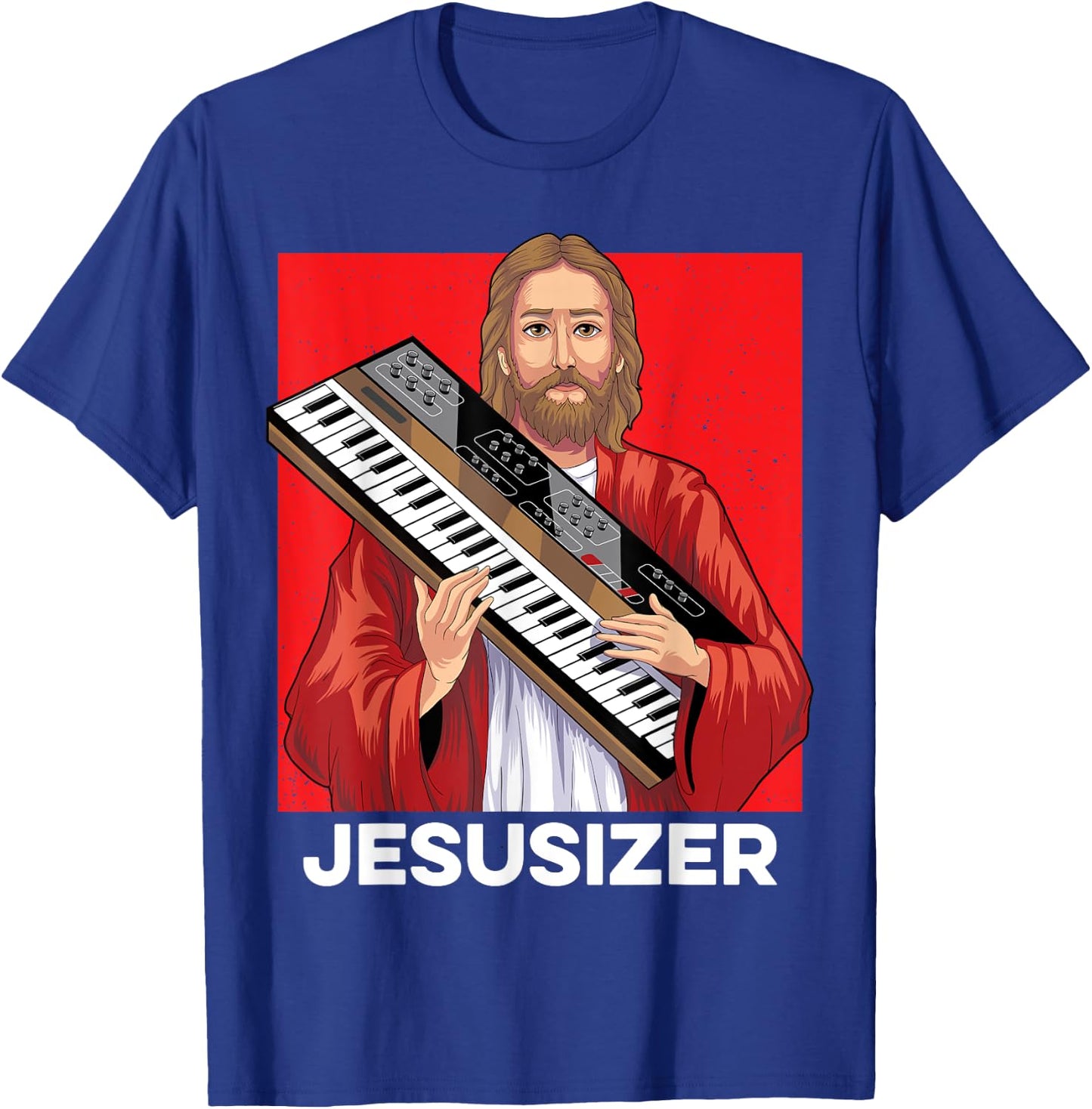 Jesusizer Holy Synthesizer Analog Jesus Synth Music Nerd T-Shirt - T-Shirt | Royal
