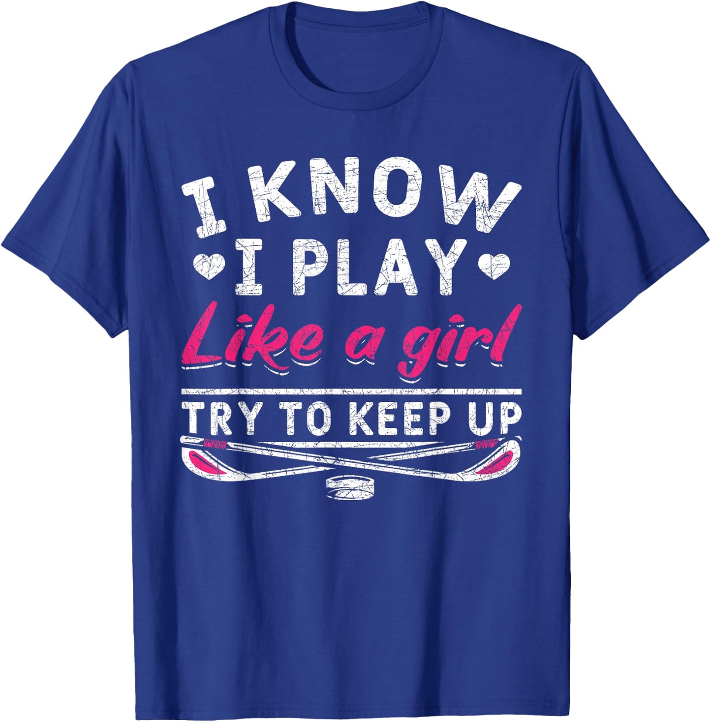 Hockey Player Women Girls Kids Gift Funny Ice Hockey T-Shirt - T-Shirt | Royal