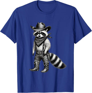 Vintage Raccoon Cowboy Funny Trash Cat Panda Western Country T-Shirt - T-Shirt | Royal
