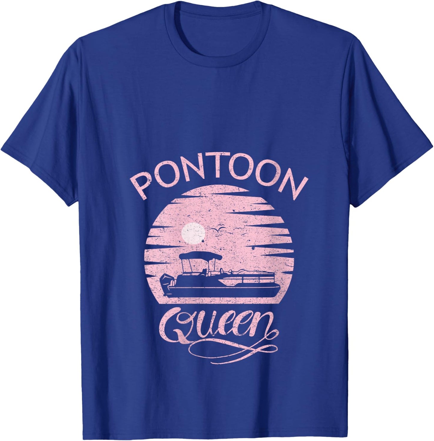 Pontoon Queen Design Funny Pontoon Boat Lover Girls Boating V-Neck T-Shirt - T-Shirt | Royal