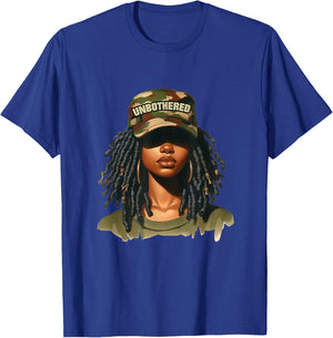 Melanin Unbothered Black Woman Locs Camo Black History Month T-Shirt - T-Shirt | Royal