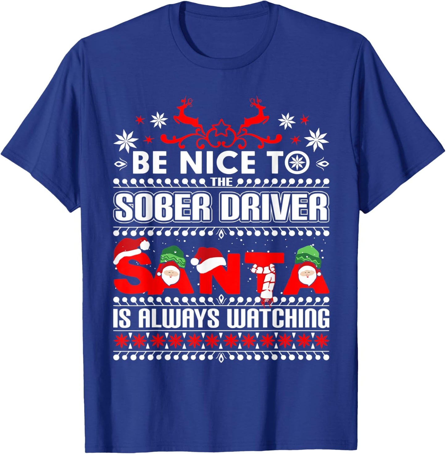Festive Designated Driver Gift Ugly Christmas Sober Driving T-Shirt - T-Shirt | Royal