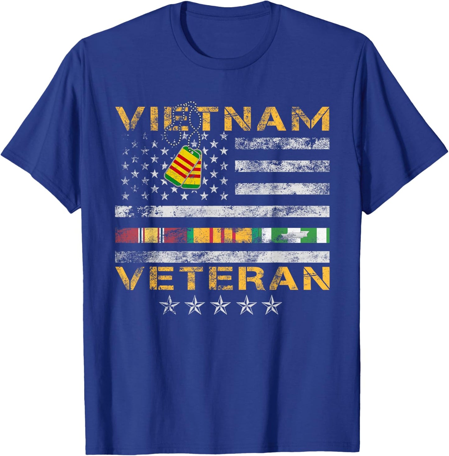 Proud Vietnam Veteran American Flag Shirt Vietnam War Vet T-Shirt - T-Shirt | Royal