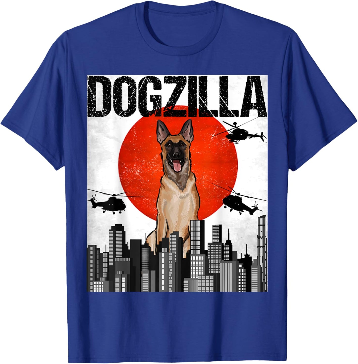 Funny Vintage Japanese Dogzilla Belgian Malinoi T-Shirt - T-Shirt | Royal